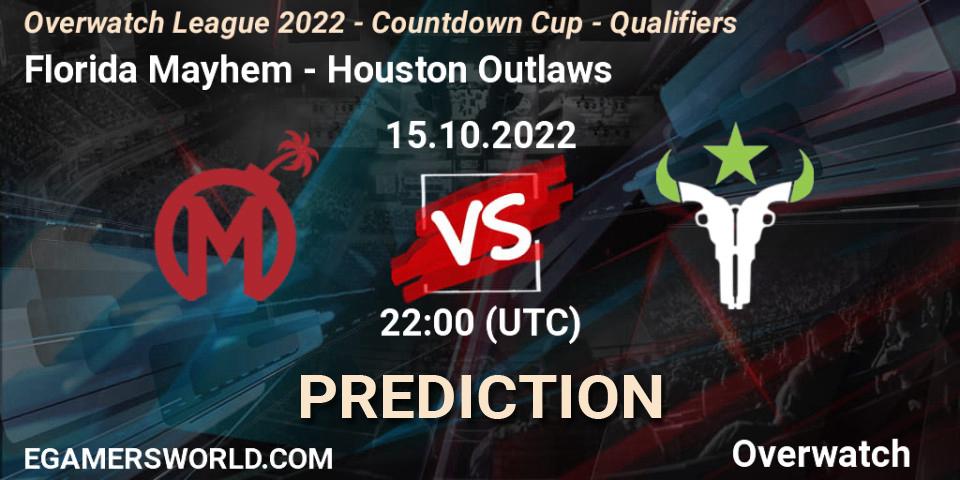 Florida Mayhem - Houston Outlaws: прогноз. 15.10.2022 at 22:30, Overwatch, Overwatch League 2022 - Countdown Cup - Qualifiers