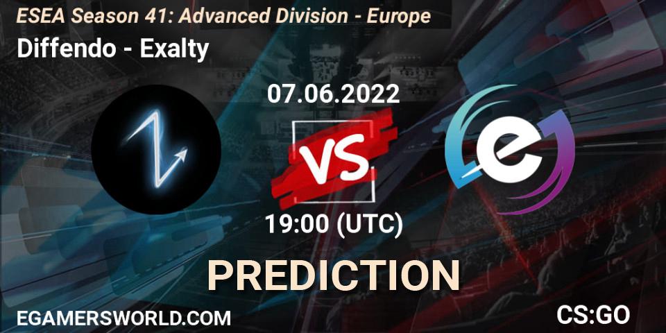 Diffendo - Exalty: прогноз. 07.06.2022 at 19:00, Counter-Strike (CS2), ESEA Season 41: Advanced Division - Europe
