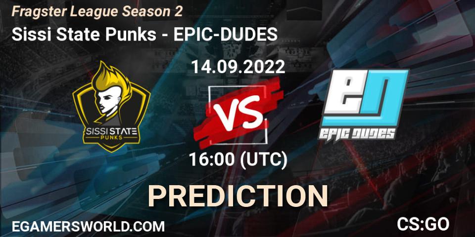 Sissi State Punks - EPIC-DUDES: прогноз. 14.09.2022 at 16:00, Counter-Strike (CS2), Fragster League Season 2