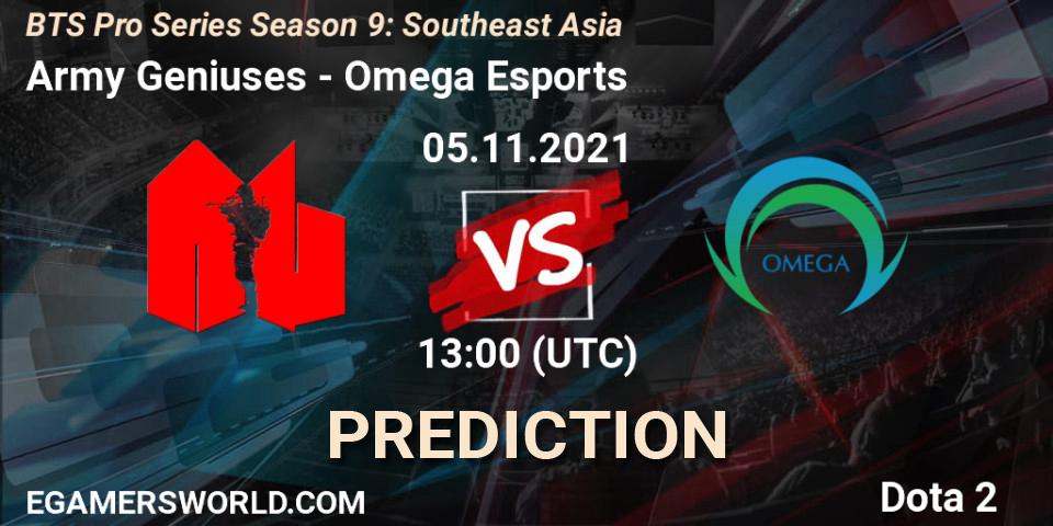 Army Geniuses - Omega Esports: прогноз. 05.11.2021 at 13:49, Dota 2, BTS Pro Series Season 9: Southeast Asia