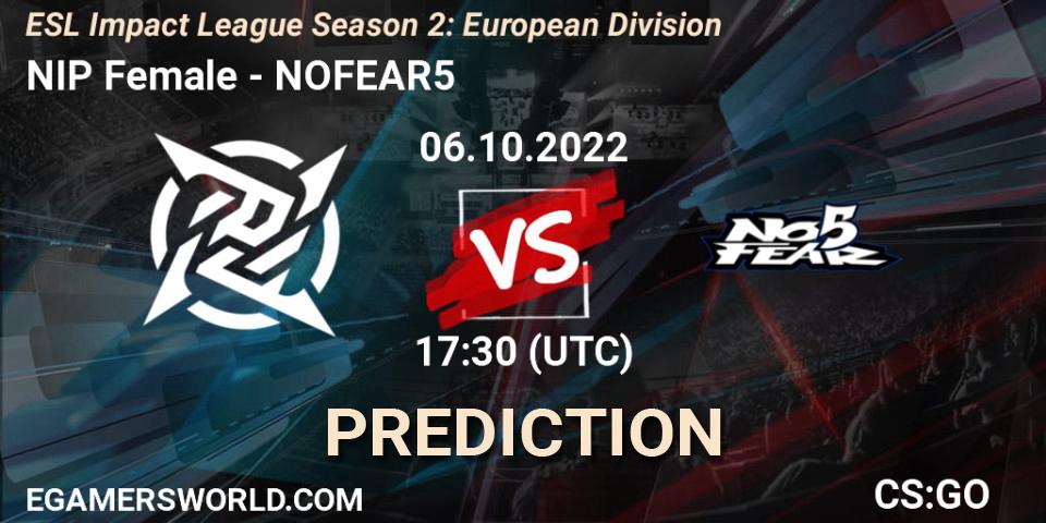 NIP Female - NOFEAR5: прогноз. 06.10.2022 at 17:30, Counter-Strike (CS2), ESL Impact League Season 2: European Division