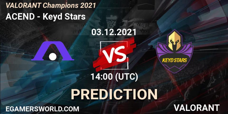 ACEND - Keyd Stars: прогноз. 03.12.2021 at 14:00, VALORANT, VALORANT Champions 2021
