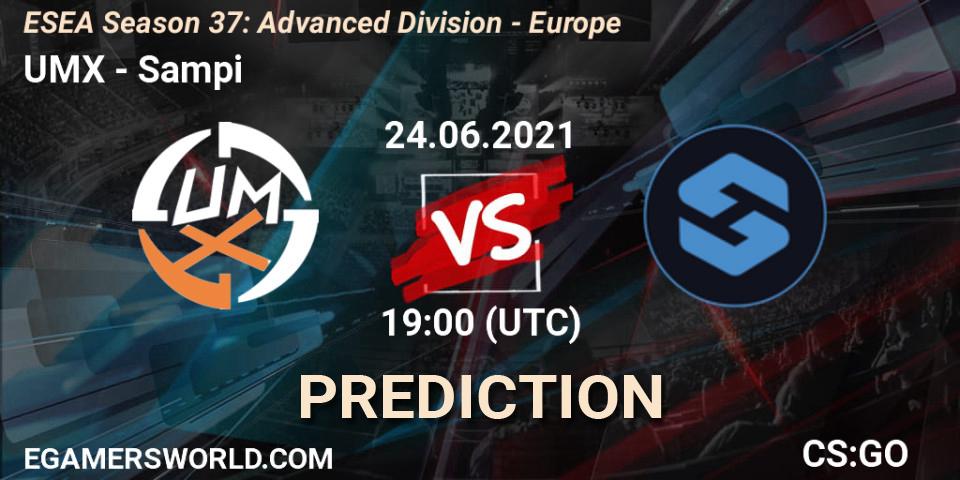 UMX - Sampi: прогноз. 24.06.2021 at 19:00, Counter-Strike (CS2), ESEA Season 37: Advanced Division - Europe