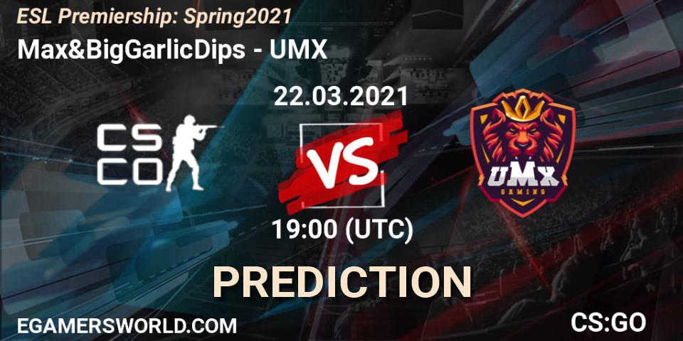 Max&BigGarlicDips - UMX: прогноз. 22.03.2021 at 19:00, Counter-Strike (CS2), ESL Premiership: Spring 2021