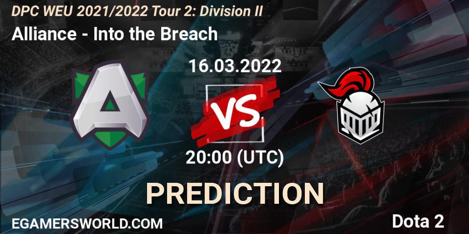 Alliance - Into the Breach: прогноз. 16.03.22, Dota 2, DPC 2021/2022 Tour 2: WEU Division II (Lower) - DreamLeague Season 17