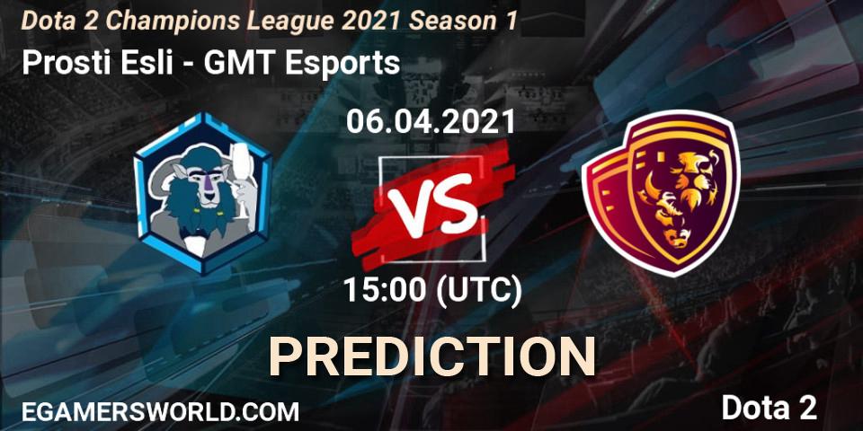 Prosti Esli - GMT Esports: прогноз. 06.04.2021 at 16:00, Dota 2, Dota 2 Champions League 2021 Season 1
