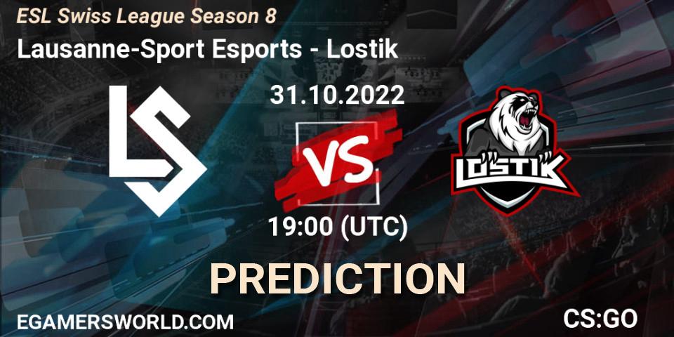 Lausanne-Sport Esports - Lostik: прогноз. 31.10.2022 at 19:00, Counter-Strike (CS2), ESL Swiss League Season 8