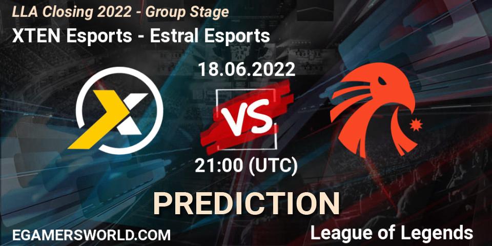 XTEN Esports - Estral Esports: прогноз. 18.06.2022 at 23:00, LoL, LLA Closing 2022 - Group Stage