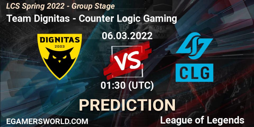 Team Dignitas - Counter Logic Gaming: прогноз. 06.03.2022 at 01:15, LoL, LCS Spring 2022 - Group Stage