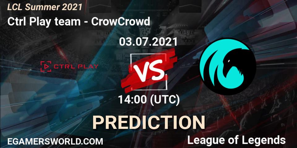 Ctrl Play team - CrowCrowd: прогноз. 03.07.2021 at 14:00, LoL, LCL Summer 2021