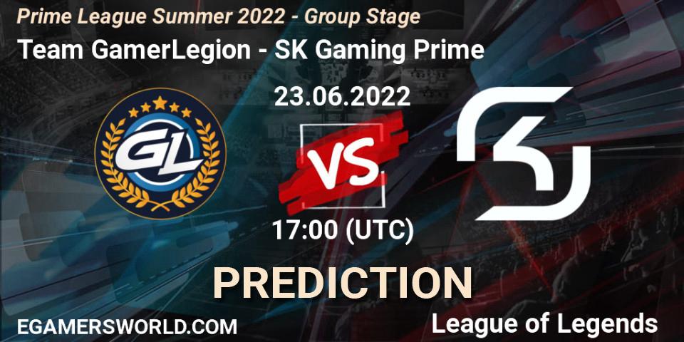Team GamerLegion - SK Gaming Prime: прогноз. 23.06.2022 at 17:00, LoL, Prime League Summer 2022 - Group Stage