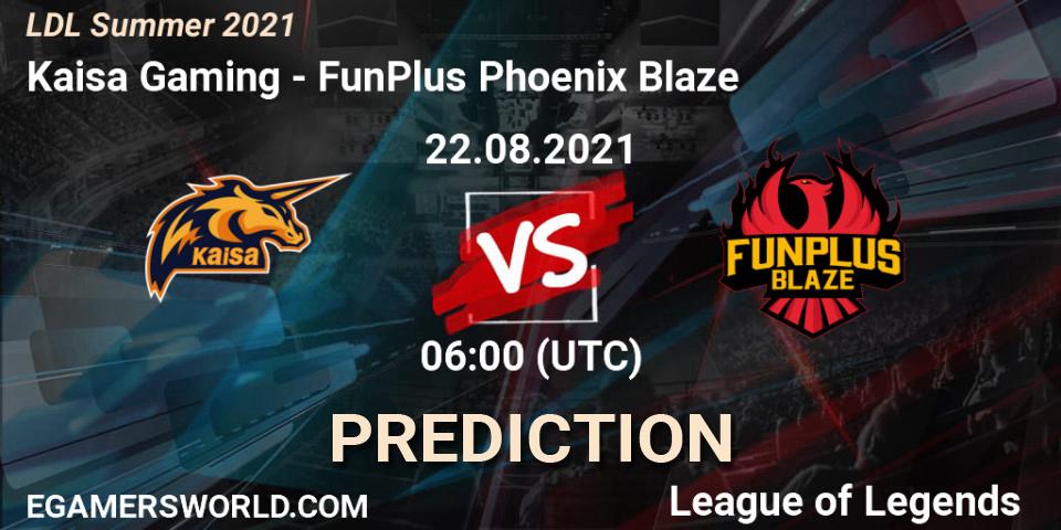 Kaisa Gaming - FunPlus Phoenix Blaze: прогноз. 22.08.2021 at 07:00, LoL, LDL Summer 2021