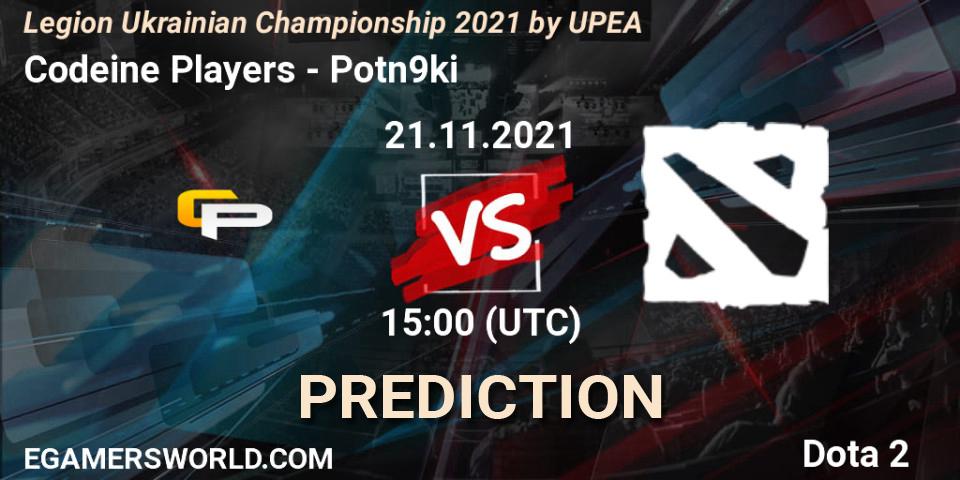 Codeine Players - Potn9ki: прогноз. 23.11.2021 at 12:00, Dota 2, Legion Ukrainian Championship 2021 by UPEA