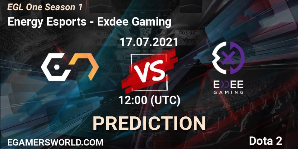 Energy Esports - Exdee Gaming: прогноз. 17.07.2021 at 12:05, Dota 2, EGL One Season 1