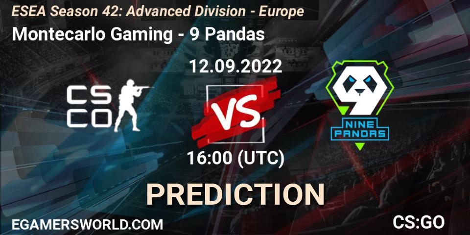 Montecarlo Gaming - 9 Pandas: прогноз. 12.09.2022 at 16:00, Counter-Strike (CS2), ESEA Season 42: Advanced Division - Europe