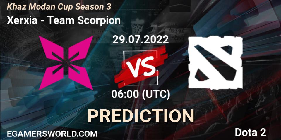 Xerxia - Team Scorpion: прогноз. 29.07.2022 at 06:04, Dota 2, Khaz Modan Cup Season 3