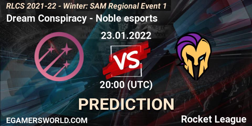 Dream Conspiracy - Noble esports: прогноз. 23.01.2022 at 20:00, Rocket League, RLCS 2021-22 - Winter: SAM Regional Event 1