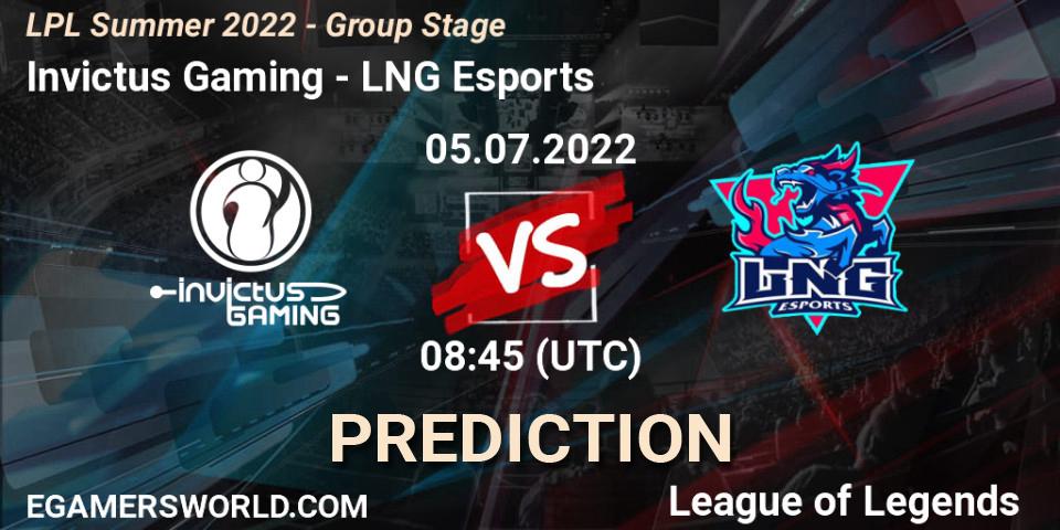 Invictus Gaming - LNG Esports: прогноз. 05.07.22, LoL, LPL Summer 2022 - Group Stage