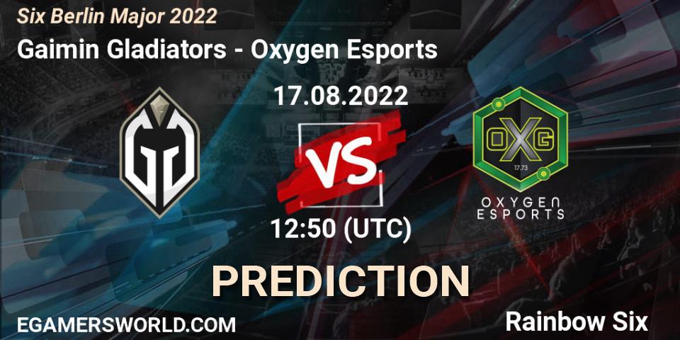 Oxygen Esports - Gaimin Gladiators: прогноз. 17.08.2022 at 12:50, Rainbow Six, Six Berlin Major 2022