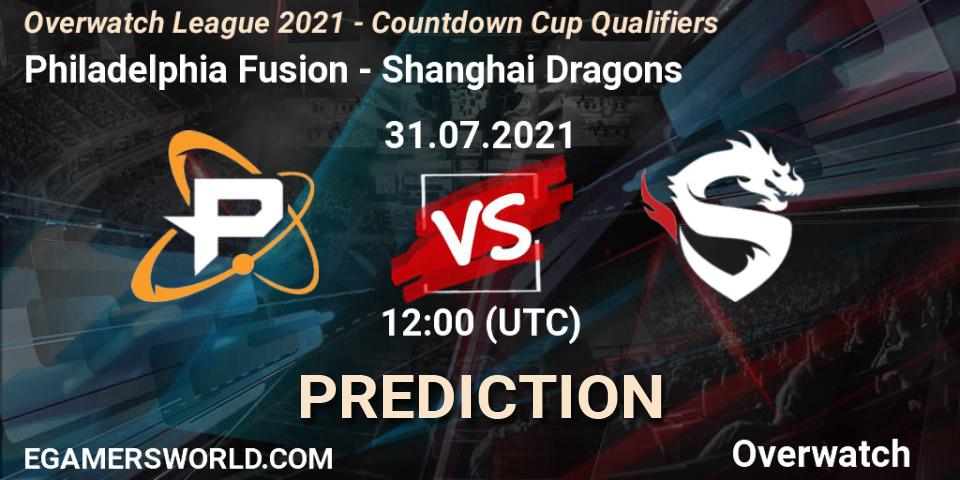 Philadelphia Fusion - Shanghai Dragons: прогноз. 31.07.2021 at 12:00, Overwatch, Overwatch League 2021 - Countdown Cup Qualifiers