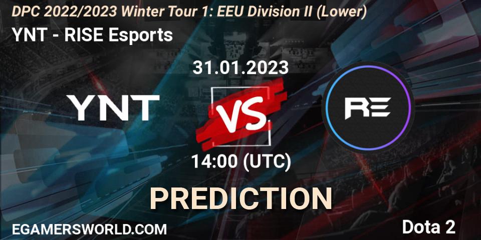 YNT - RISE Esports: прогноз. 31.01.23, Dota 2, DPC 2022/2023 Winter Tour 1: EEU Division II (Lower)
