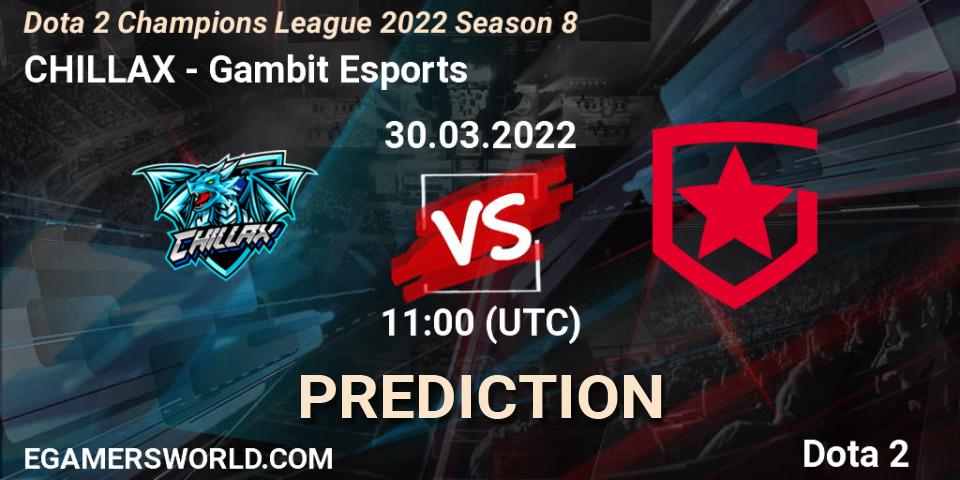 CHILLAX - Gambit Esports: прогноз. 30.03.2022 at 11:00, Dota 2, Dota 2 Champions League 2022 Season 8