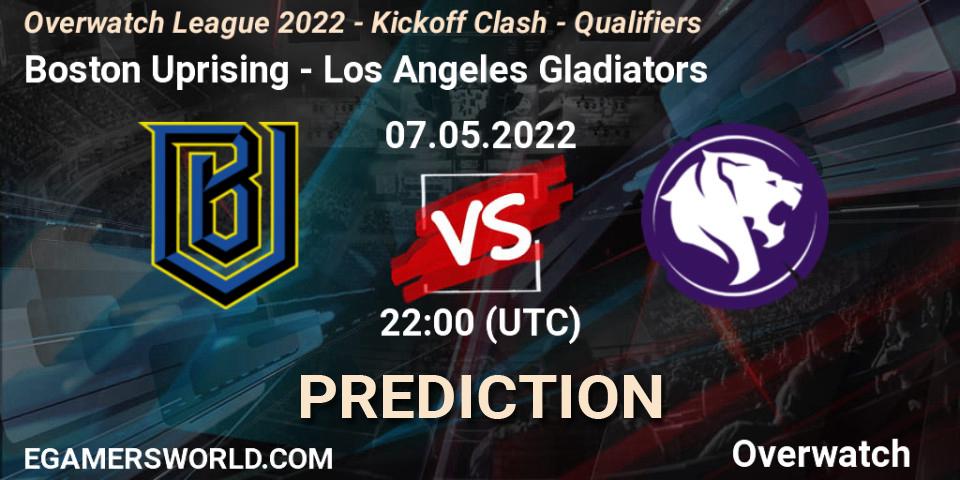 Boston Uprising - Los Angeles Gladiators: прогноз. 07.05.2022 at 22:00, Overwatch, Overwatch League 2022 - Kickoff Clash - Qualifiers