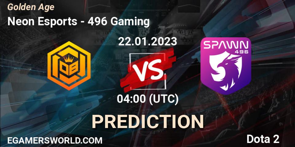 Neon Esports - 496 Gaming: прогноз. 22.01.23, Dota 2, Golden Age