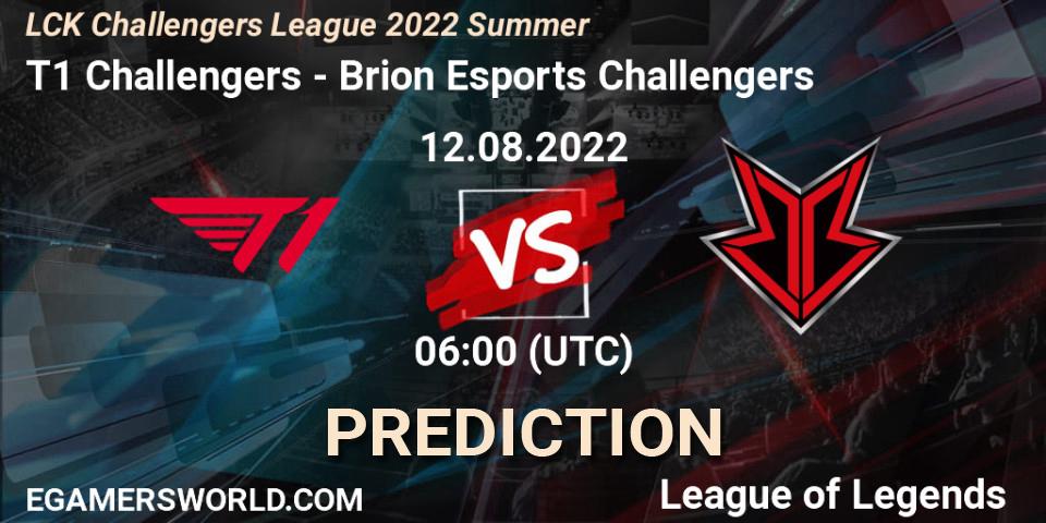 T1 Challengers - Brion Esports Challengers: прогноз. 12.08.2022 at 06:00, LoL, LCK Challengers League 2022 Summer