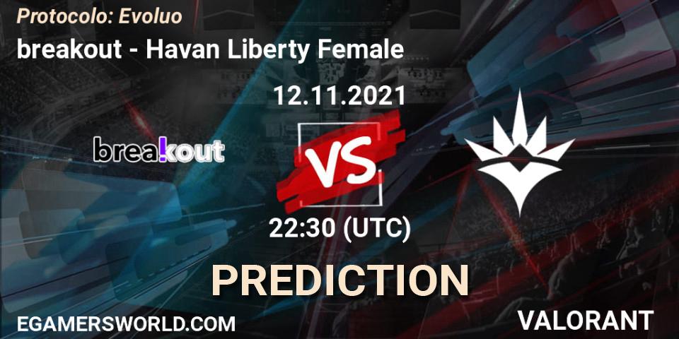 breakout - Havan Liberty Female: прогноз. 12.11.2021 at 22:30, VALORANT, Protocolo: Evolução