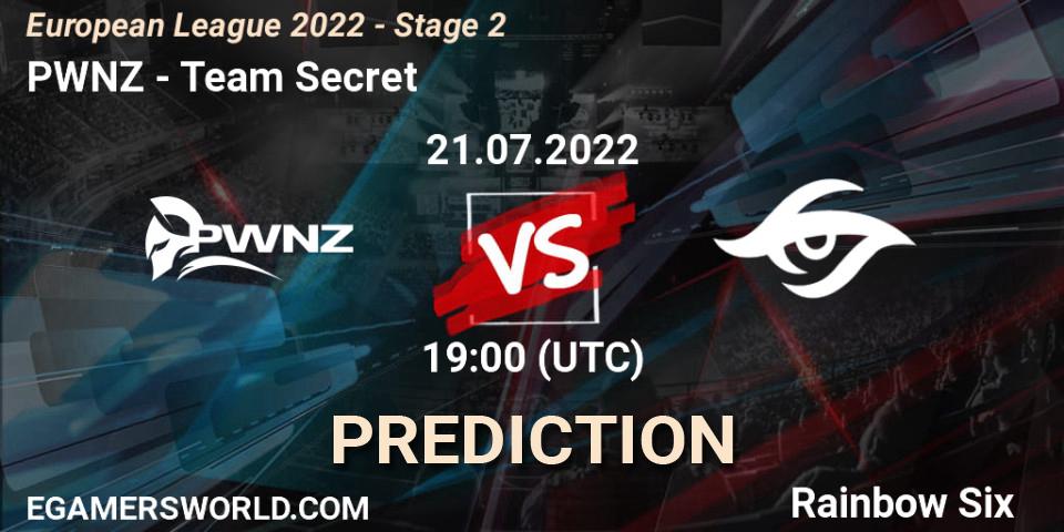 PWNZ - Team Secret: прогноз. 21.07.2022 at 16:00, Rainbow Six, European League 2022 - Stage 2