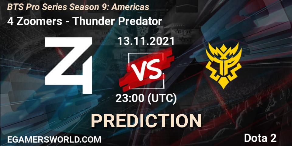 4 Zoomers - Thunder Predator: прогноз. 13.11.21, Dota 2, BTS Pro Series Season 9: Americas