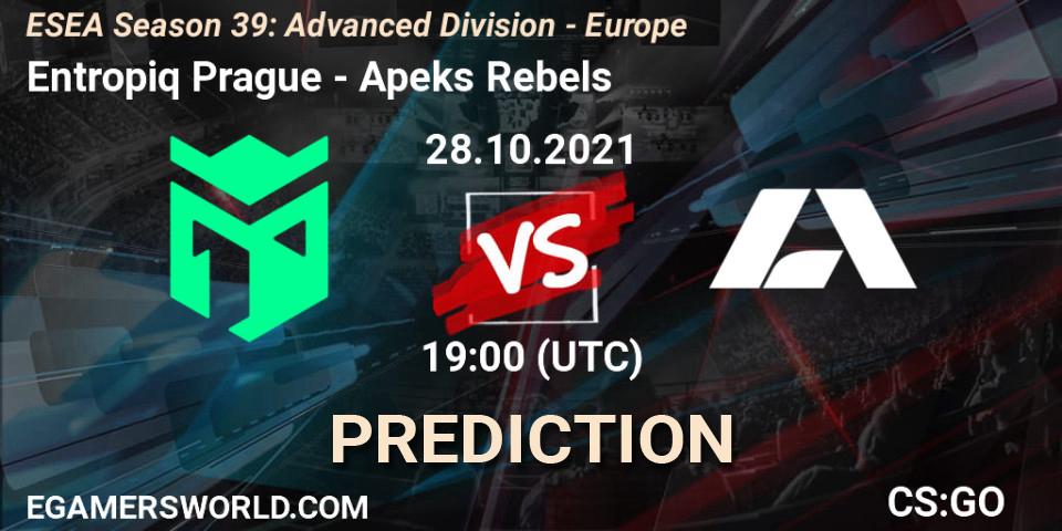 Entropiq Prague - Apeks Rebels: прогноз. 28.10.2021 at 19:00, Counter-Strike (CS2), ESEA Season 39: Advanced Division - Europe