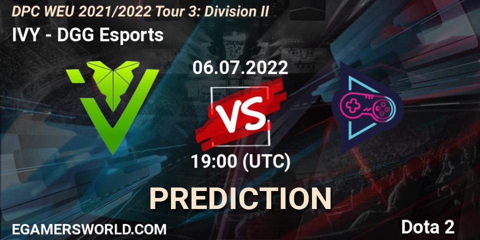 IVY - DGG Esports: прогноз. 06.07.2022 at 19:01, Dota 2, DPC WEU 2021/2022 Tour 3: Division II
