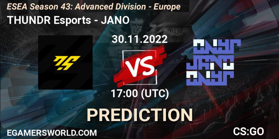 THUNDR Esports - JANO: прогноз. 30.11.22, CS2 (CS:GO), ESEA Season 43: Advanced Division - Europe