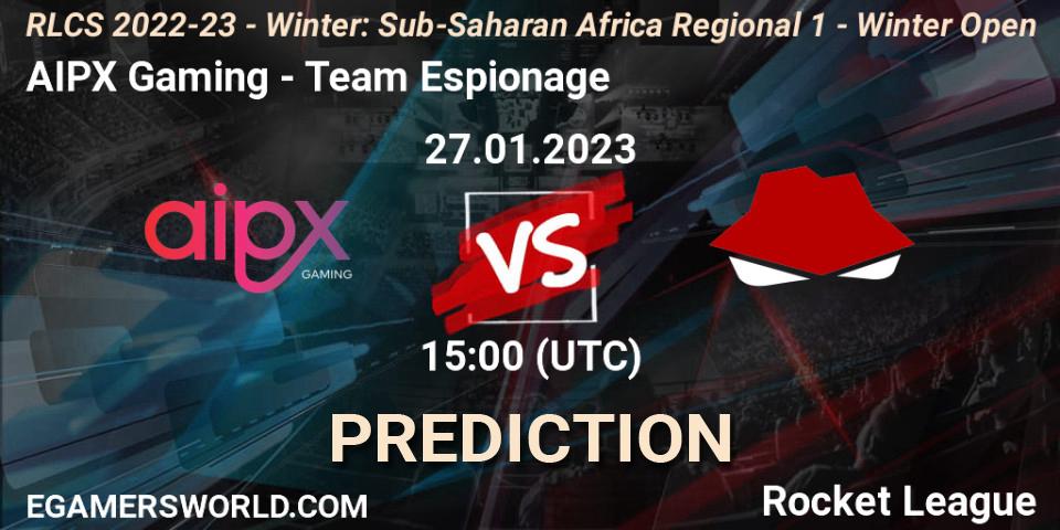 AIPX Gaming - Team Espionage: прогноз. 27.01.2023 at 15:00, Rocket League, RLCS 2022-23 - Winter: Sub-Saharan Africa Regional 1 - Winter Open