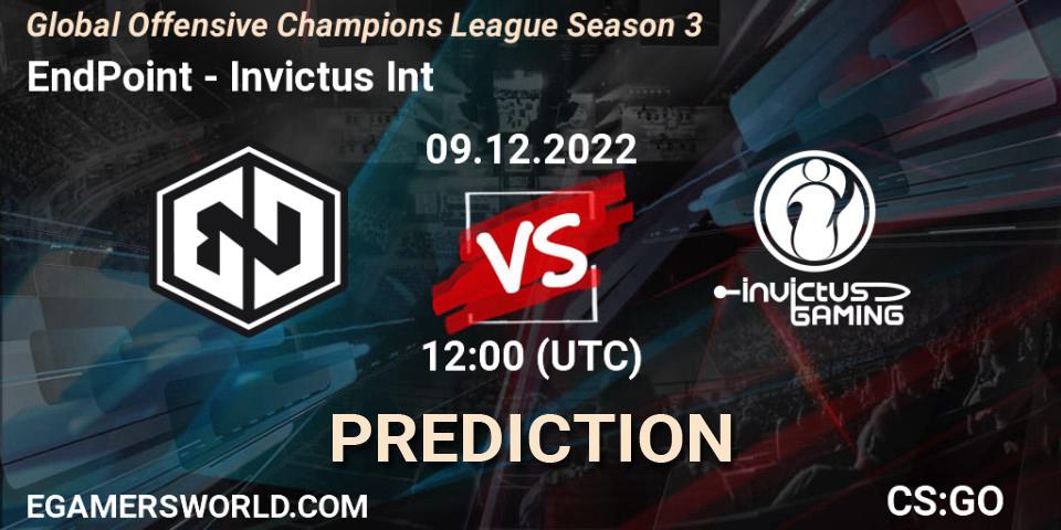 EndPoint - Invictus Int: прогноз. 09.12.2022 at 12:00, Counter-Strike (CS2), Global Offensive Champions League Season 3