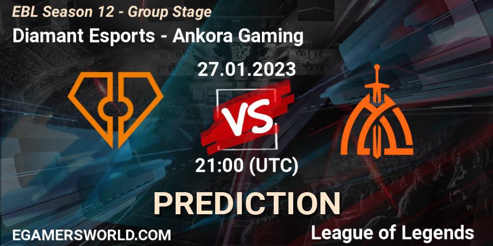 Diamant Esports - Ankora Gaming: прогноз. 27.01.2023 at 21:00, LoL, EBL Season 12 - Group Stage