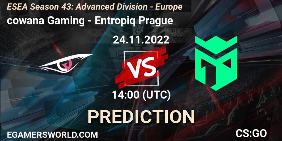 cowana Gaming - Entropiq Prague: прогноз. 24.11.2022 at 14:00, Counter-Strike (CS2), ESEA Season 43: Advanced Division - Europe