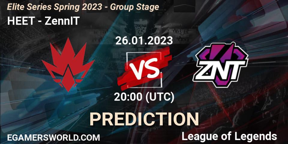 HEET - ZennIT: прогноз. 26.01.23, LoL, Elite Series Spring 2023 - Group Stage