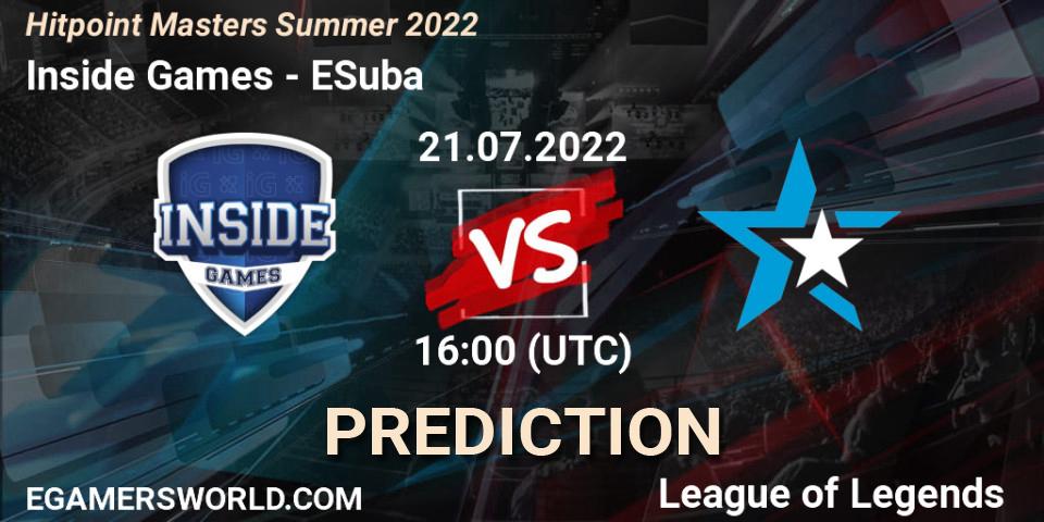 Inside Games - ESuba: прогноз. 21.07.2022 at 16:30, LoL, Hitpoint Masters Summer 2022