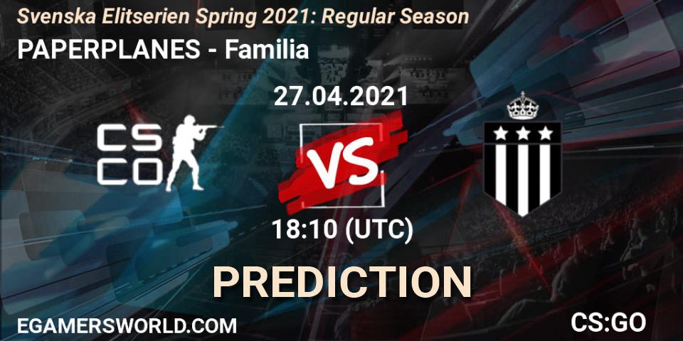 PAPERPLANES - Familia: прогноз. 27.04.2021 at 18:10, Counter-Strike (CS2), Svenska Elitserien Spring 2021: Regular Season