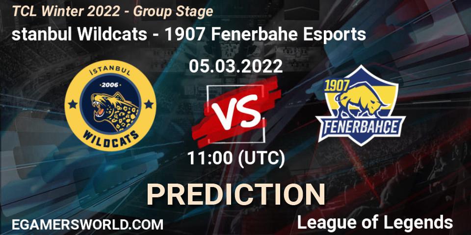 İstanbul Wildcats - 1907 Fenerbahçe Esports: прогноз. 05.03.2022 at 11:00, LoL, TCL Winter 2022 - Group Stage