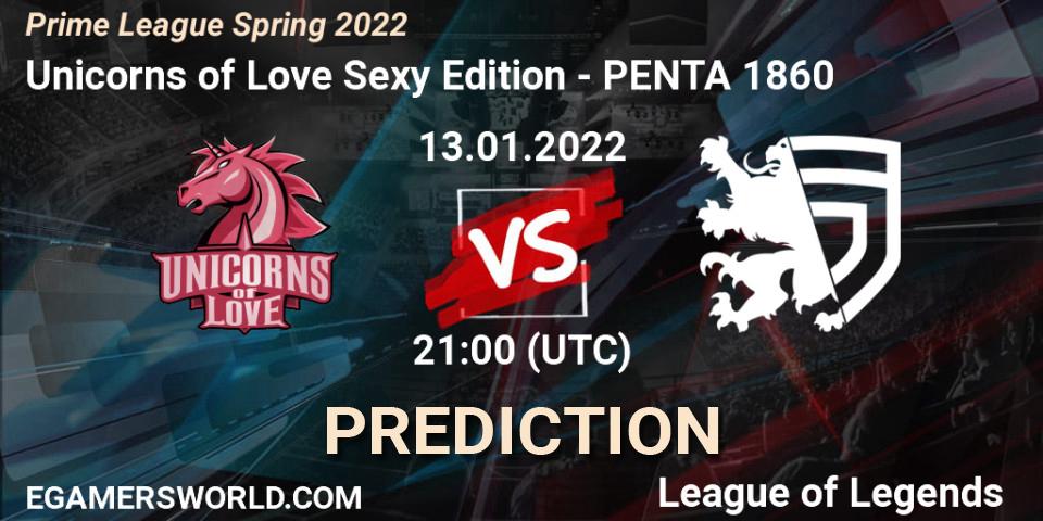 Unicorns of Love Sexy Edition - PENTA 1860: прогноз. 13.01.2022 at 21:20, LoL, Prime League Spring 2022