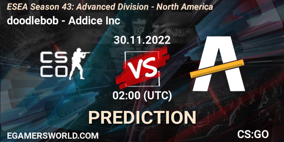 doodlebob - Addice Inc: прогноз. 30.11.2022 at 02:00, Counter-Strike (CS2), ESEA Season 43: Advanced Division - North America