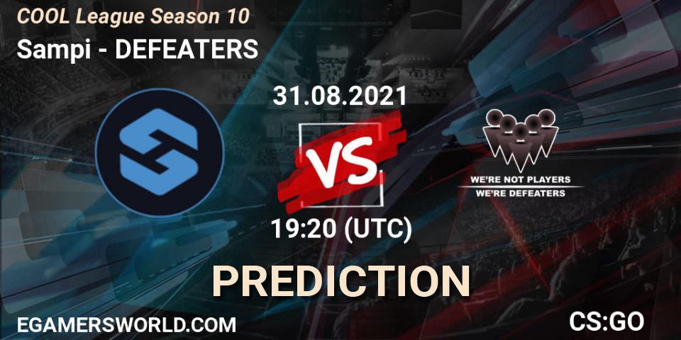 Sampi - DEFEATERS: прогноз. 31.08.2021 at 19:20, Counter-Strike (CS2), COOL League Season 10