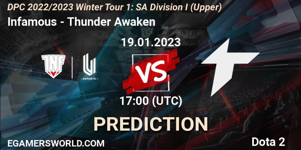 Infamous - Thunder Awaken: прогноз. 19.01.23, Dota 2, DPC 2022/2023 Winter Tour 1: SA Division I (Upper) 