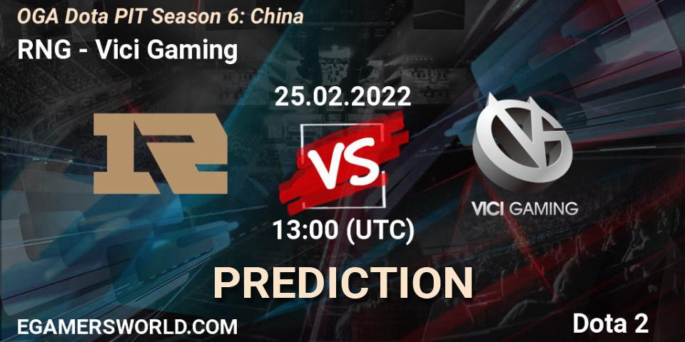 RNG - Vici Gaming: прогноз. 25.02.22, Dota 2, OGA Dota PIT Season 6: China