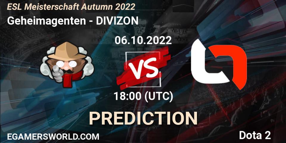 Geheimagenten - DIVIZON: прогноз. 06.10.2022 at 18:00, Dota 2, ESL Meisterschaft Autumn 2022