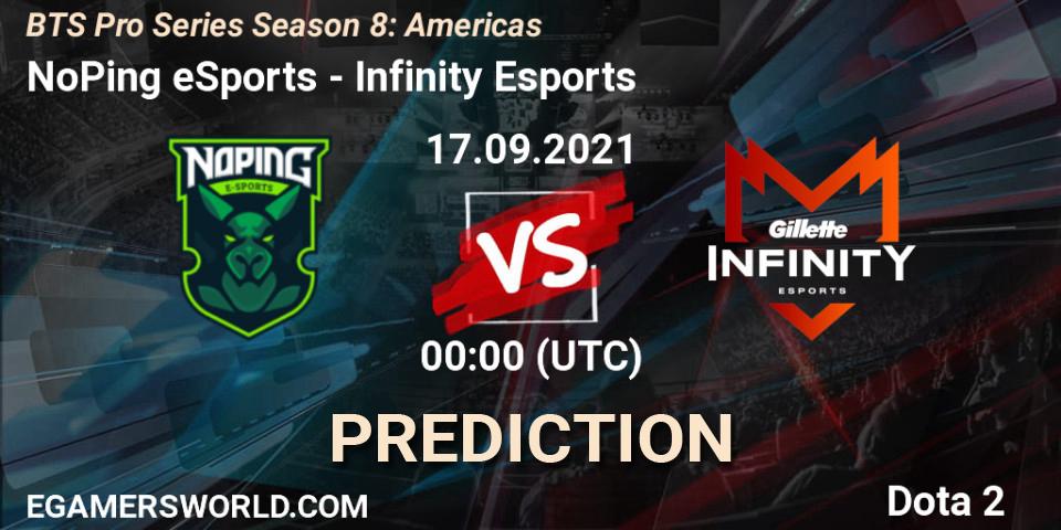 NoPing eSports - Infinity Esports: прогноз. 17.09.2021 at 01:31, Dota 2, BTS Pro Series Season 8: Americas